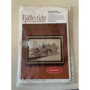 Vintage Fiddlesticks Current Crafts The Old Mill Needlepoint Embroidery 1982